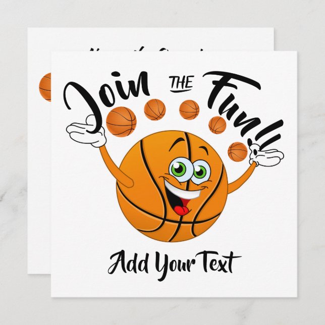 Convite de festas de basquete (Frente/Verso)