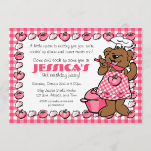 Convite de festas de Bear Pequeno Chef