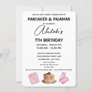 Convite de festas de Birthday de Panquecas e Pijam