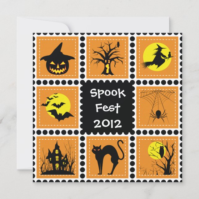 Convite de festas de Bloco Halloween (Frente)