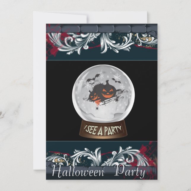 convite de festas de bola de cristal de halloween (Frente)