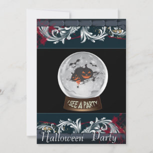 convite de festas de bola de cristal de halloween