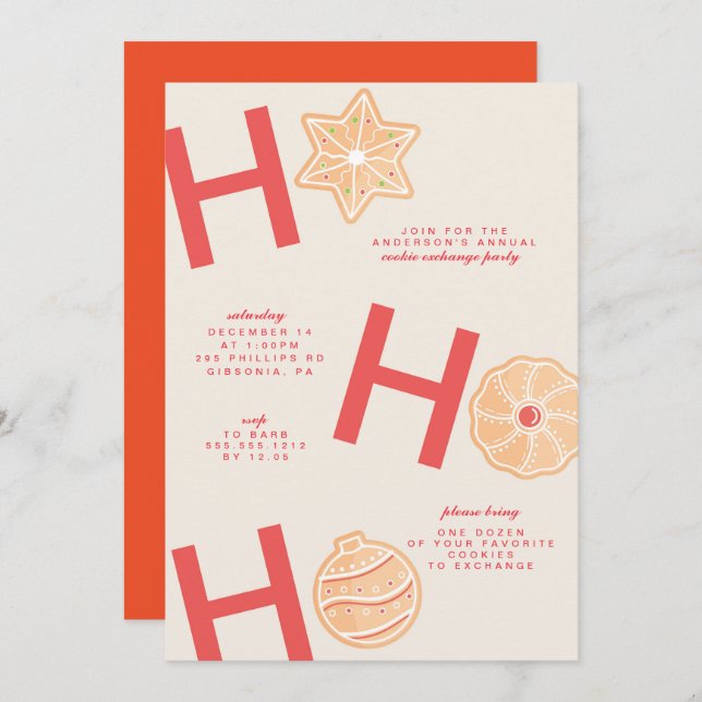 Convite de festas de Bolachas de Natal (Frente/Verso)