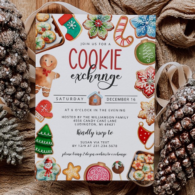 Convite de festas de Bolachas de Natal (Christmas Cookie Exchange Party Invitation)