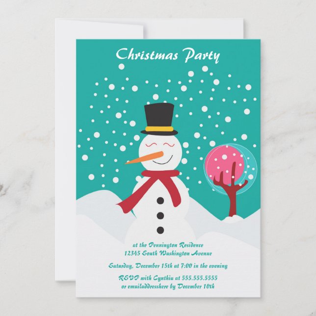 Convite de festas de boneco de neve de Natal Trend (Frente)