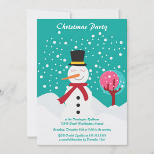 Convite de festas de boneco de neve de Natal Trend