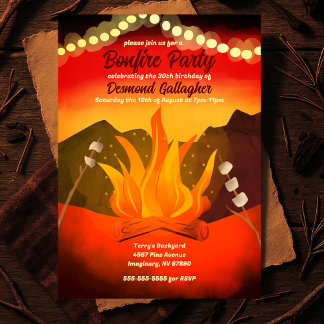 Convite de festas de Bonfire no quintal solar