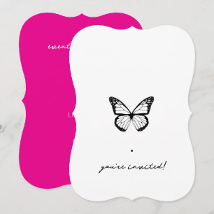 Convite de festas de borboleta preta, personalizáv