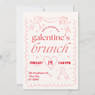 convite de festas de brunch de galentinas