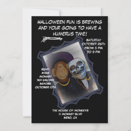 Convite de festas de Bruxa-Macaco do Halloween