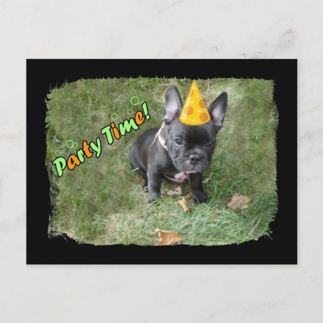 Convite de festas de Buldogue Francês (Frente)