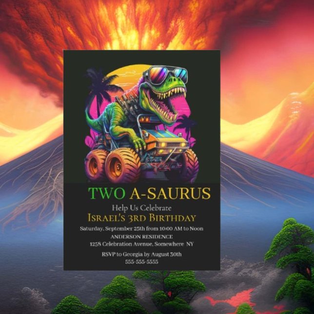 Convite de festas de Caminhão Dino Monster (Bring your dream party to life with our selection of quality Dinosaur themed party supplies )