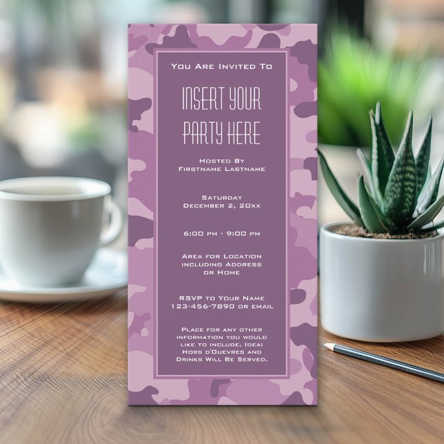 Convite de festas de Camuflagem Militar (Custom Invitation with a Camouflage Print)