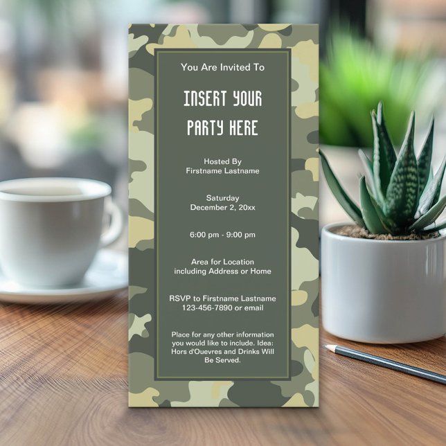 Convite de festas de Camuflagem Militar (Custom Invitation with a Camouflage Print)