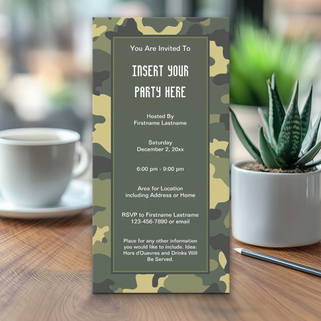 Convite de festas de Camuflagem Militar (Custom Invitation with a Camouflage Print)
