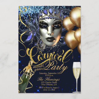 convite de festas de Carnaval de Mardi Gras