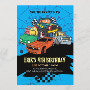 convite de festas de carro, convite de aniversári