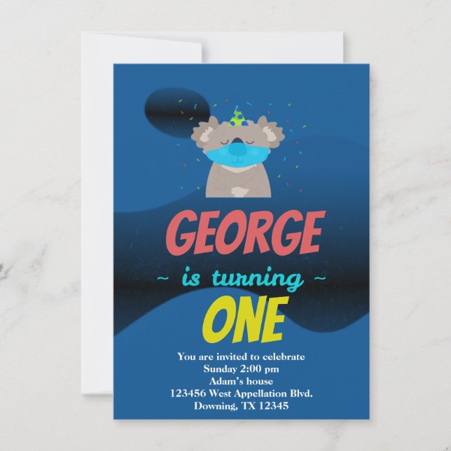 Convite de festas de Cartoon Koala Mask de Criança (Frente)