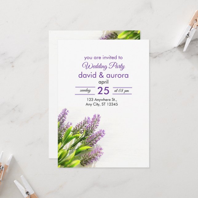 Convite de festas de Casamento Elegante (Frente/Verso In Situ)