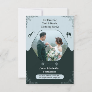 Convite de festas de Casamento Elegante Verde Escu