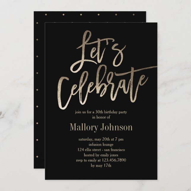 Convite de festas de Celebração do Vamos Glimmer B (Frente/Verso)