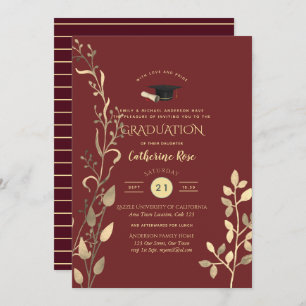 Convite de festas de Cerimônia de GRADUAÇÃO Dourad