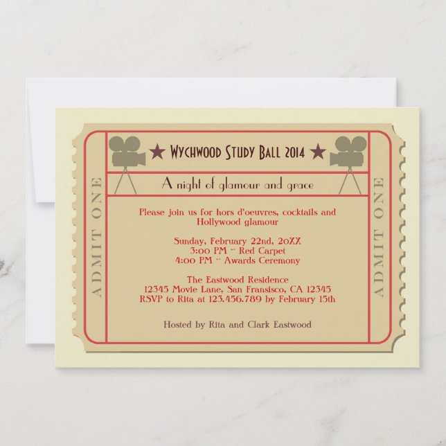 Convite de festas de Cerimônia de Prêmio de Tíquet (Frente)