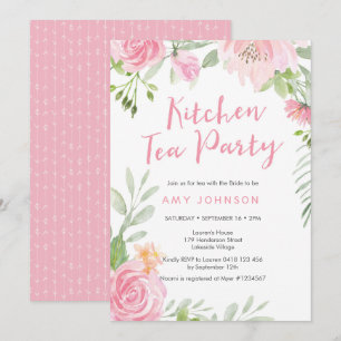 Convite de festas de chá Blush floral Kitchen