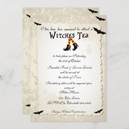 Convite de festas de chá das bruxas do Halloween