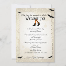Convite de festas de chá das bruxas do Halloween