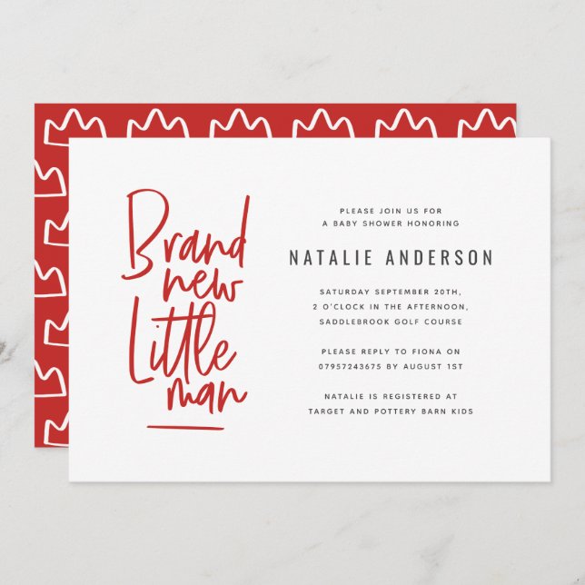 Convite de festas de chá de bebê moderno (Frente/Verso)