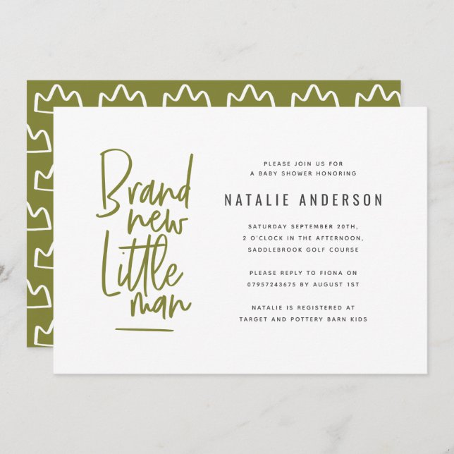 Convite de festas de chá de bebê moderno (Frente/Verso)