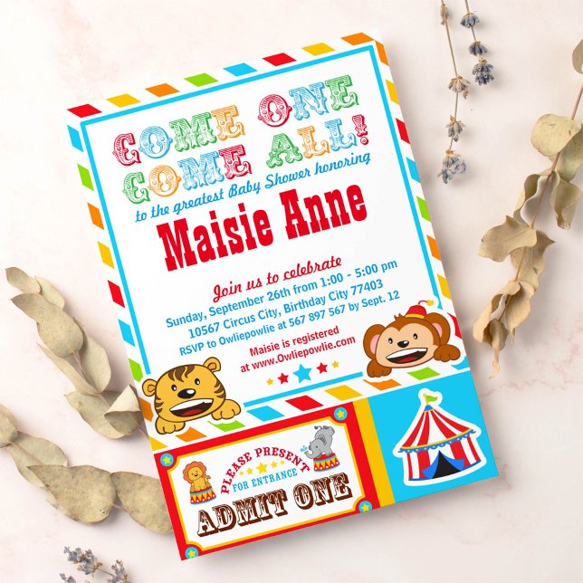 Convite de festas de Chá de fraldas de Carnaval (Criador carregado)