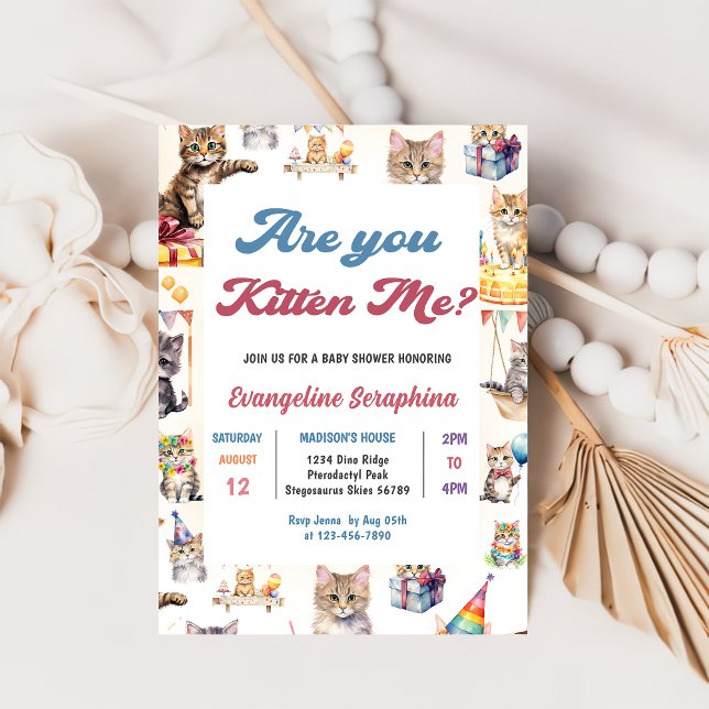 Convite de festas de Chá de fraldas de Gato Gato G (Criador carregado)