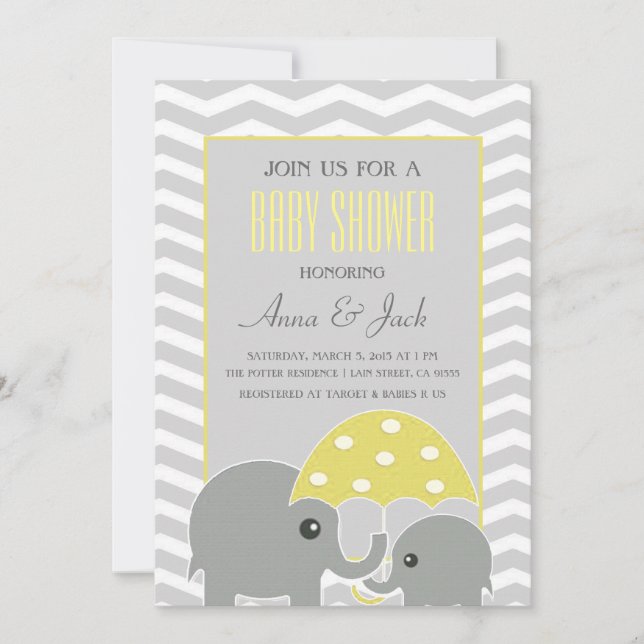 Convite de festas de Chá de fraldas de guarda-chuv (Frente)