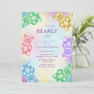 Convite de festas de Chá de fraldas do Urso Gummy