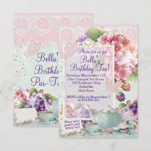 Convite de festas de chá de jardim