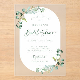 Convite de festas de Chá de panela Acrylic Eucalyp