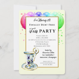 Convite de festas de Chá Livre de Dívida Moderna
