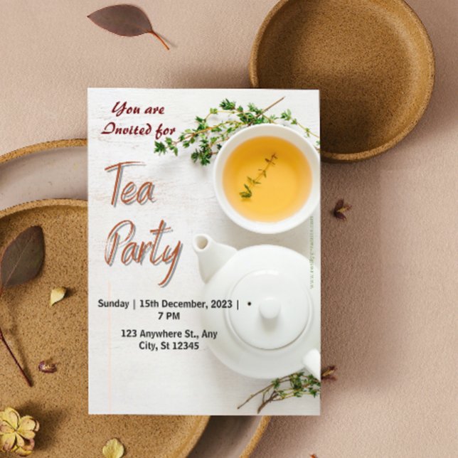 Convite de festas de chá orgânico verde (Criador carregado)