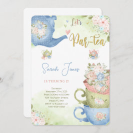 Convite de festas de chá segundo aniversário