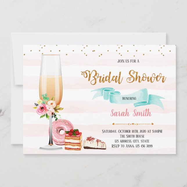 Convite de festas de Champagne e de sobremesa (Frente)