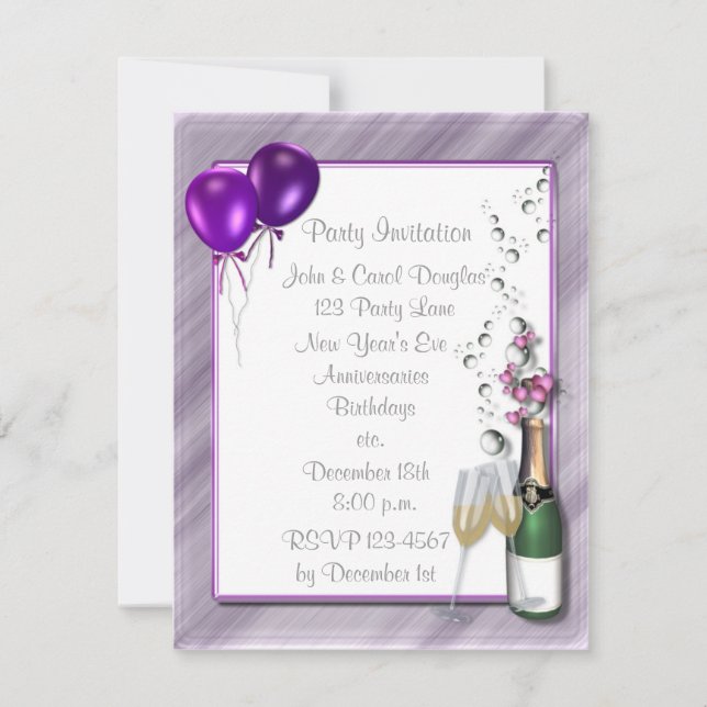 Convite de festas de champanhe (Frente)