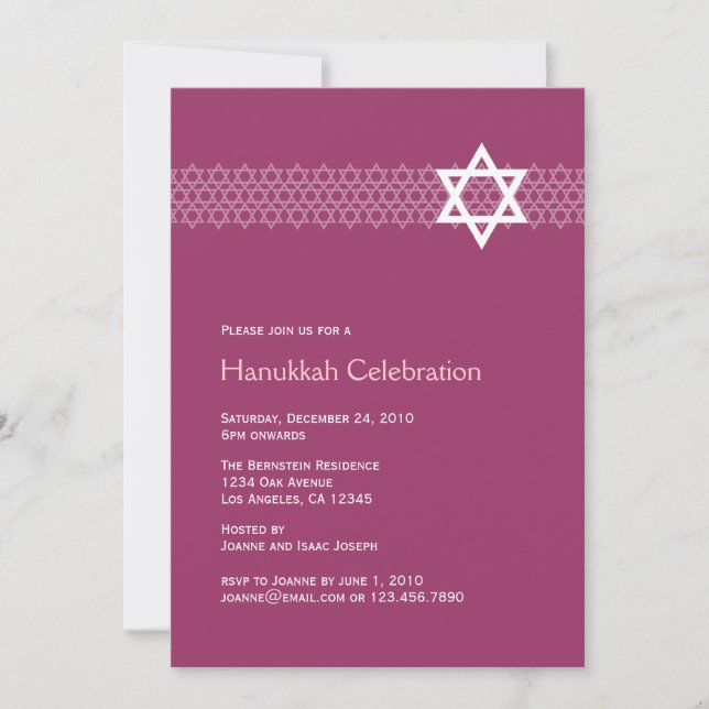 Convite de festas de Chanucá Estrela Brilhante (Frente)