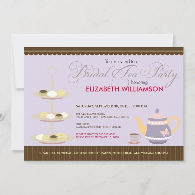 Convite de festas de Charming Bridal Tea (lavanda) (Frente)