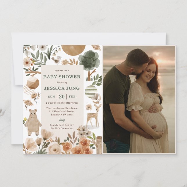 Convite de festas de Chás de fraldas de animais da (Frente)