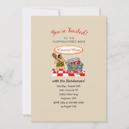 Convite de festas de CHURRASCO de Cartoon Caveman