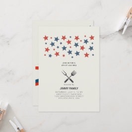 Convite de festas de CHURRASCO do Quarto de julho