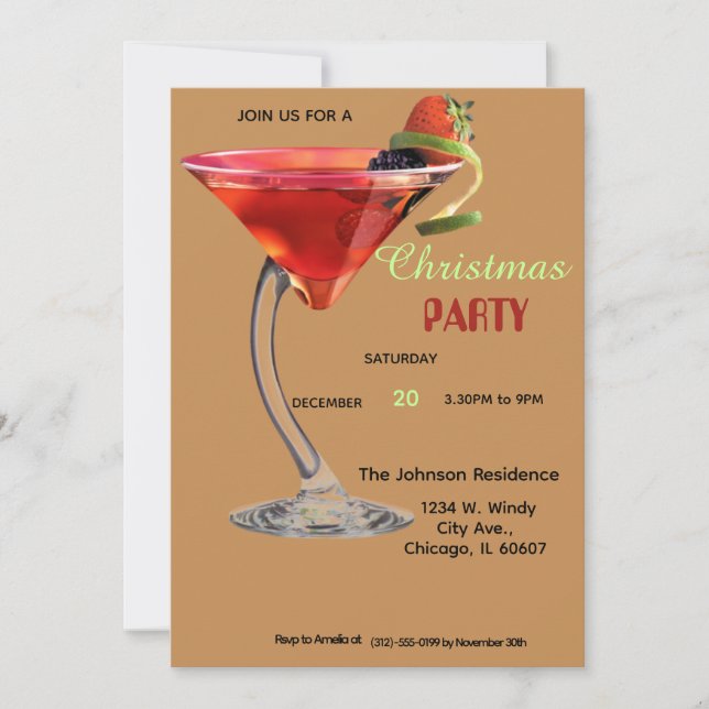 Convite de festas de cocktail de Natal (Frente)