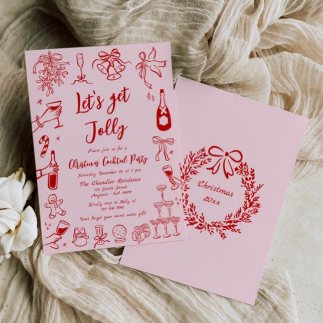 Convite de festas de Cocktail de Natal Quirky (Criador carregado)
